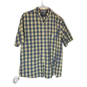 Chaps Men's Blue/Yellow Plaid Normcore Dadcore Casual Button Down Shirt Sz L
